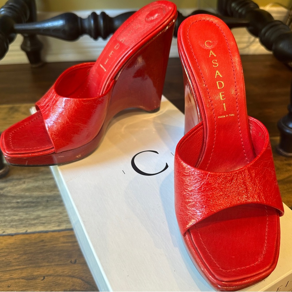 Casadei Pellame Crush Cherry Red Mules